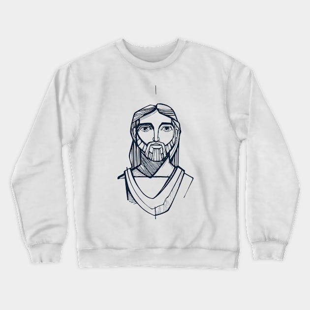 Jesus Christ Face illustration Crewneck Sweatshirt by bernardojbp